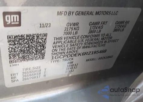 2024 Chevrolet Silverado 1500 4Wd Short Bed Lt from USA, damaged, VIN 1GCPDDEK6RZ195468